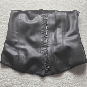 Ann Chery Waist Trainer‎ Womens 28 Black Latex Hook Front Slimming Shapewear